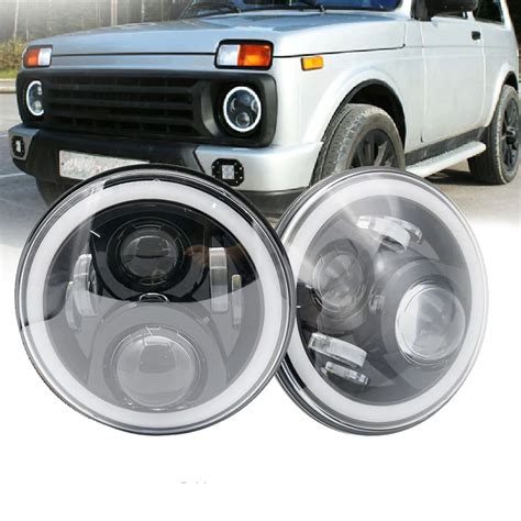 Inch Led Headlamps With Halo Ring Amber Turn Signal For Lada Niva X