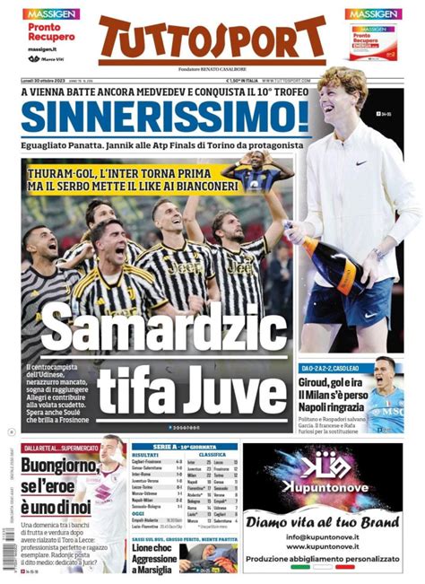 Revue De Presse Italienne Du 30 Octobre 2023 TuttoSport Corriere