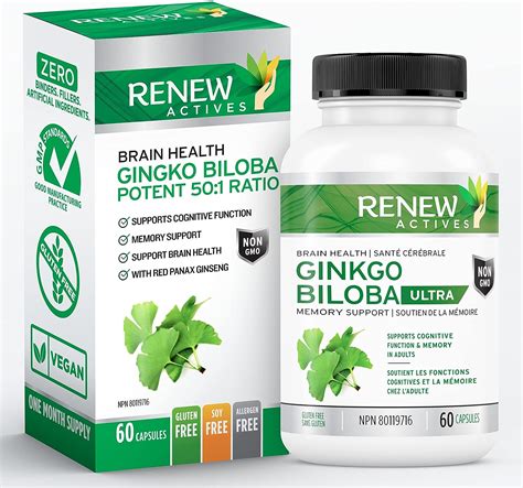 Renew Actives Ginkgo Biloba Brain Supplement With Red Panax Ginseng Extract 50 1