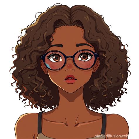 Anime Style Short Black Female with Curly Brown Hair | Stable Diffusion Online