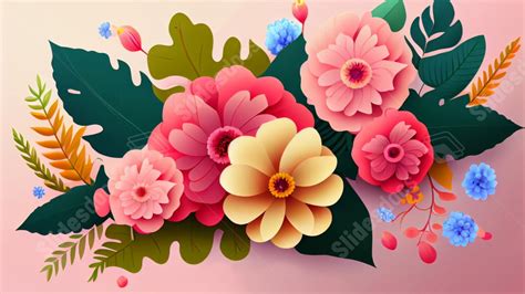 Mothers Day Cartoon Beautiful Flowers Powerpoint Background For Free