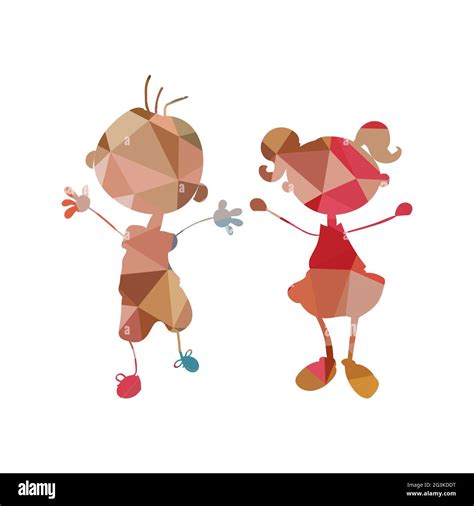 Illustration Of Origami Boy And Girl Stock Photo Alamy