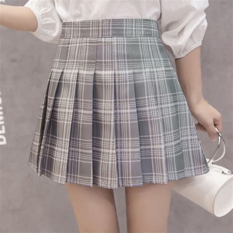 2020 Women Pleat Skirt Harajuku Preppy Hot Style Plaid Skirts Mini Cute