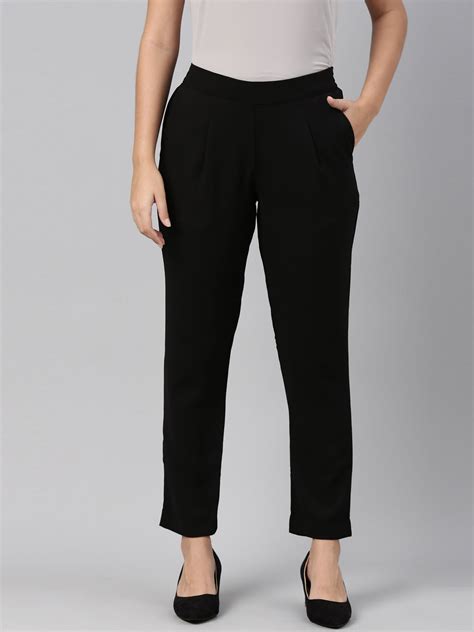 Women Solid Black Formal Trouser