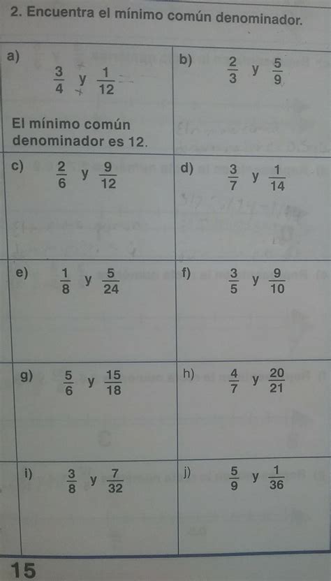 2 Encuentra el mínimo común denominador ayuda porfavor Brainly lat