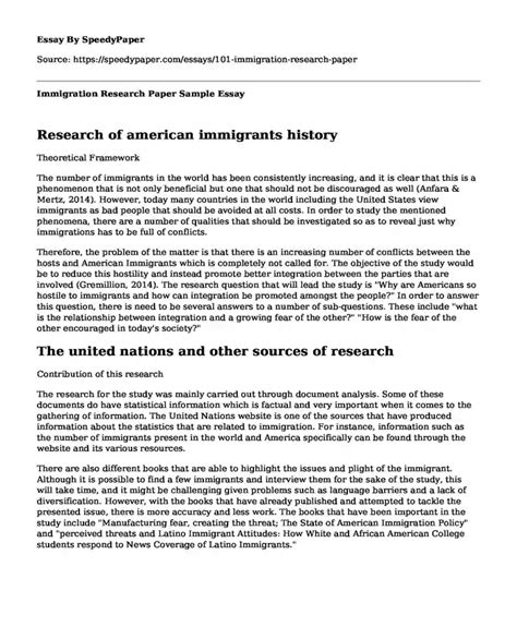 📚 Immigration Research Paper Sample