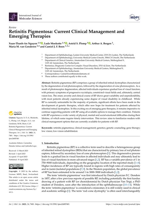 Pdf Retinitis Pigmentosa Current Clinical Management And Emerging