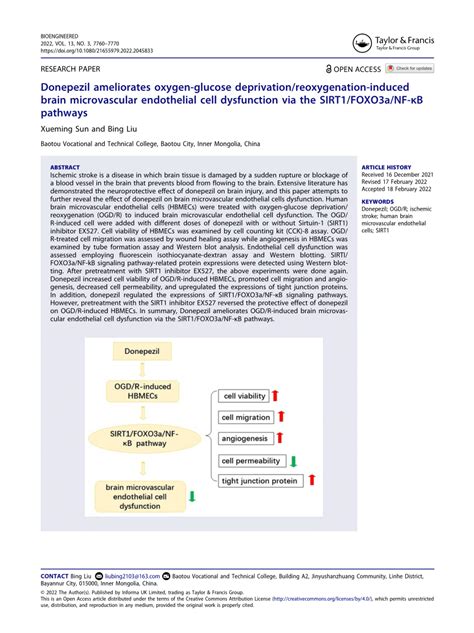 Pdf Donepezil Ameliorates Oxygen Glucose Deprivation Reoxygenation