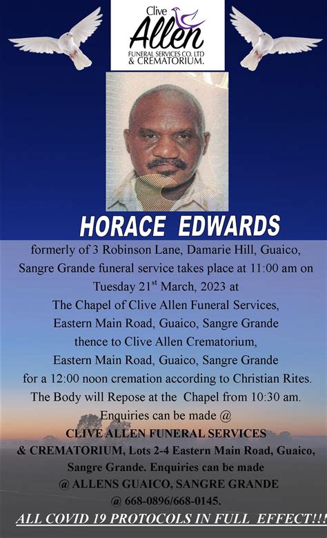 HORACE EDWARDS. – Clive Allen Funeral Services Co. Ltd & Crematorium