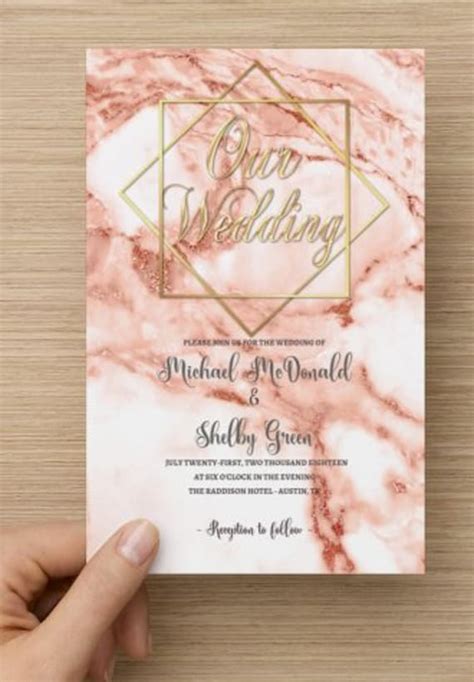 Rose Gold Marble Wedding Invitations Marble Invitation Rose Etsy