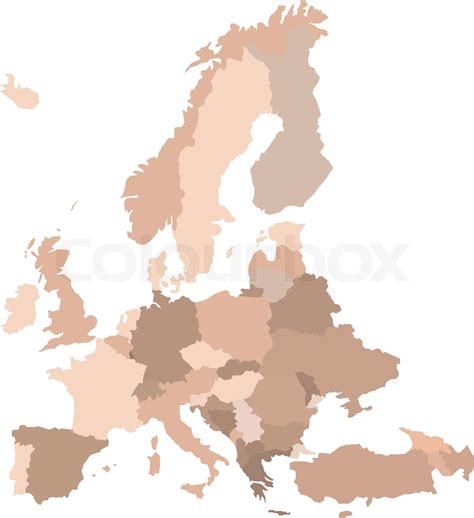 Europakort Med Grænser For Lande Stock Vektor Colourbox