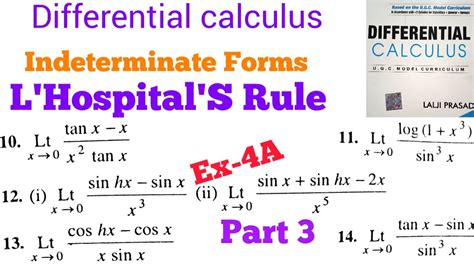 Differential Calculus L Hospital S Rule Indeterminate Forms Ex 4A