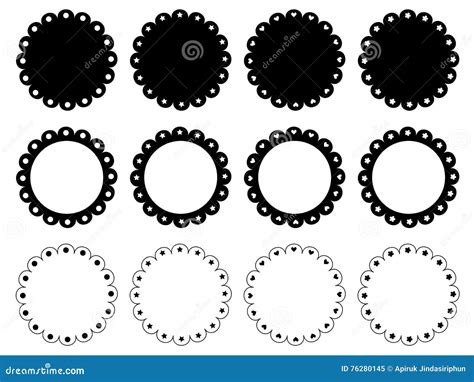 Scalloped Edge Circle Frame Set Stock Vector Illustration Of Circles