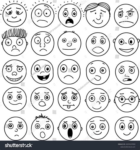 emoji  draw vector set fun stock vector royalty
