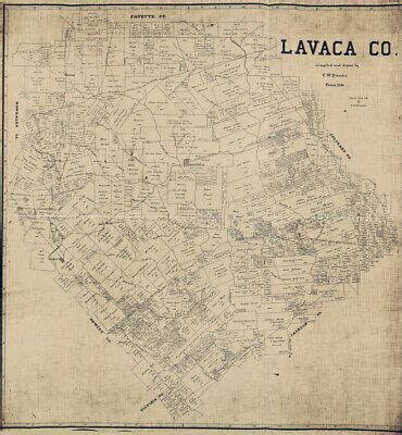 Map Of Lavaca County Texas Hallettsville Ebay