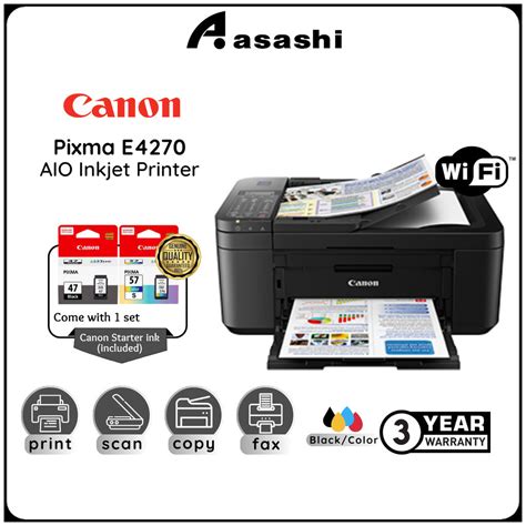 Canon Pixma E4270 E4570 Inkjet Aio Printer Duplex Print Scan Copy