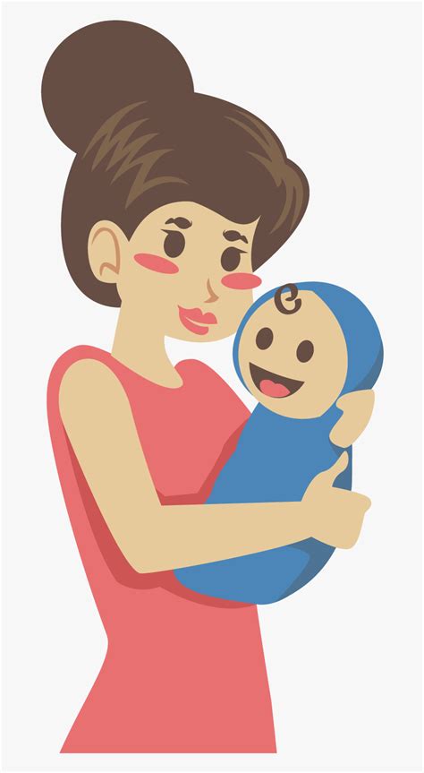 Mother Clip Art - Baby And Mom Cartoon, HD Png Download - kindpng