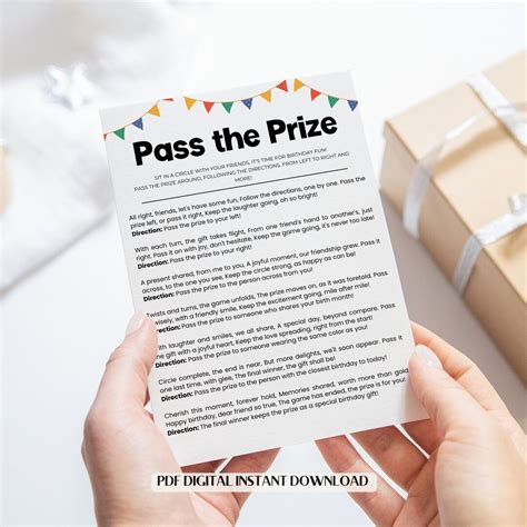 Pass The Prize Birthday Game Left Right Game Pass The Parcel Birthday Activity Instant Download