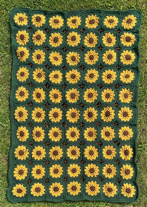 Sunflower Blanket Pattern Sunflower Throw Sunflower Afghan Etsy