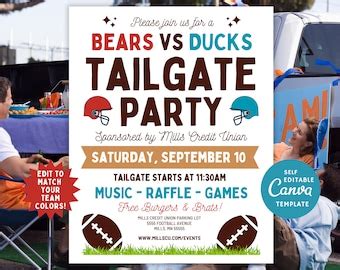 Editable And Printable Football Tailgate Party Invitation Flyer