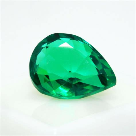 Lab Created Hydrothermal Colombian Emerald Pear Cubic Zirconia Cz