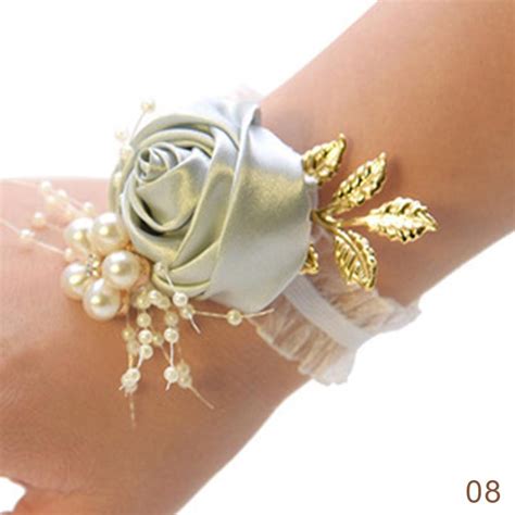 Buy Pc Bracelet Accessorie Bride Wrist Flower Pearl Hand Flowers