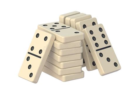 Stack Of Many Dominoes Tiles Isolated On White Background Stock