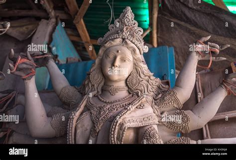 Unfinished Clay Durga Idol At A Local Artisan Studio At The Kumartuli