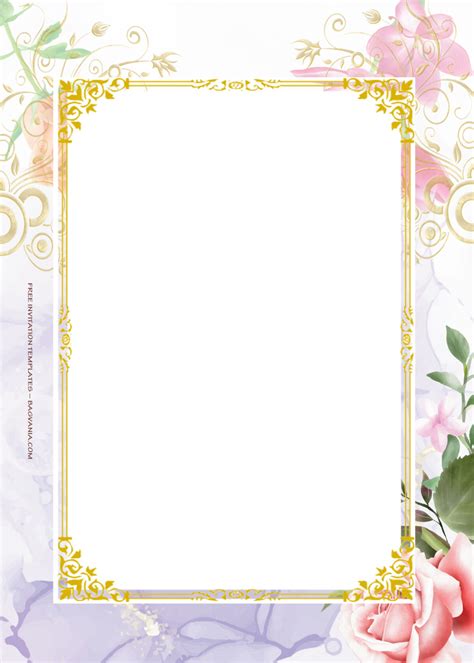 10 Simple Pretty Gold Floral Wedding Invitation Templates Free