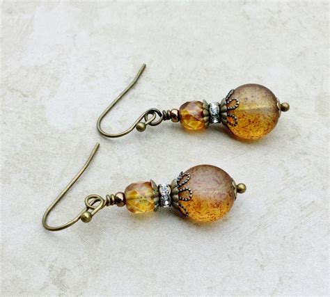 Topaz Earrings Brown Earrings Gold Earrings Czech by SmockandStone