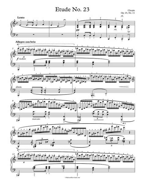 Free Piano Sheet Music Etude No Op No Chopin Michael