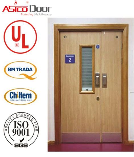 China Luxury Wooden Fire Rated Plain Flush Wood Veneered Fire Door