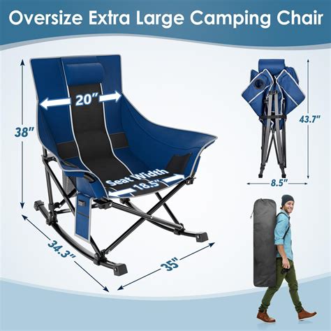 Suteck Oversized Heated Camping Chair XL Rocking Camping Chair With 3