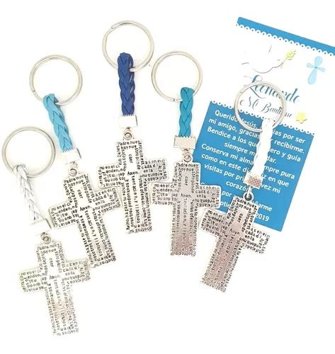 10 Llaveros Cruz Padre Nuestro Con Oración Personalizada en venta en