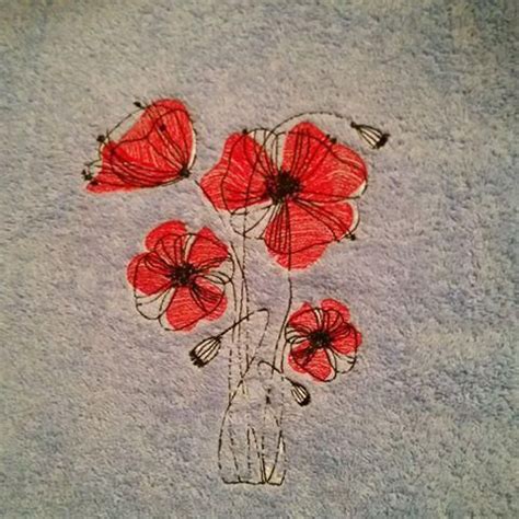 Poppies Free Embroidery Design Freehand Machine Embroidery Redwork