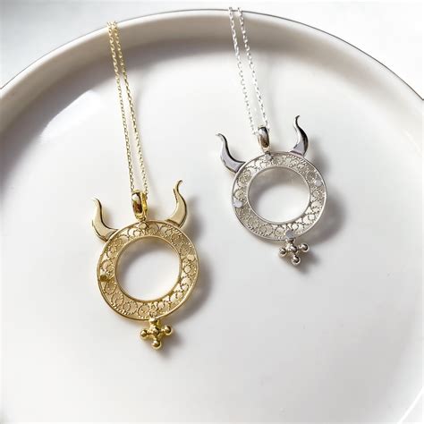 Taurus Zodiac Necklace Taurus Astrology Pendant Gold Etsy