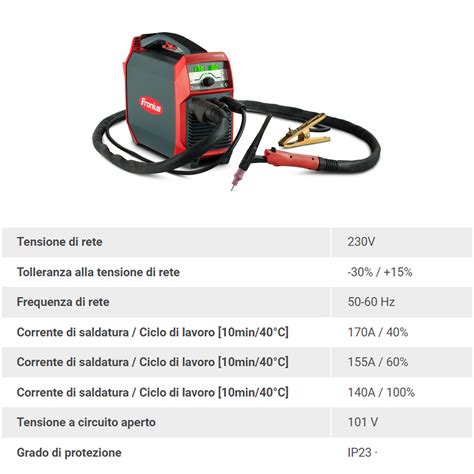 Saldatrice Inverter TIG Digitale 170A FRONIUS Duty Cycle Kit Cavi E