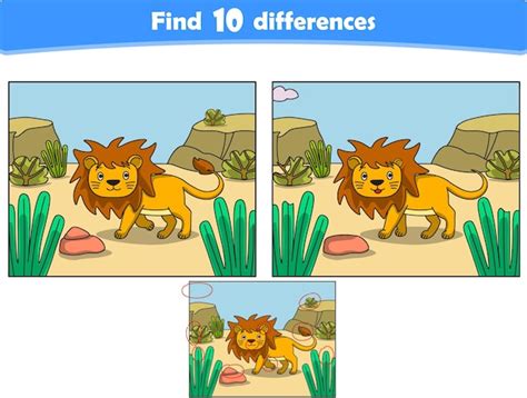 Lion Dr Le De Bande Dessin E Trouver Diff Rences Jeux Ducatifs Pour