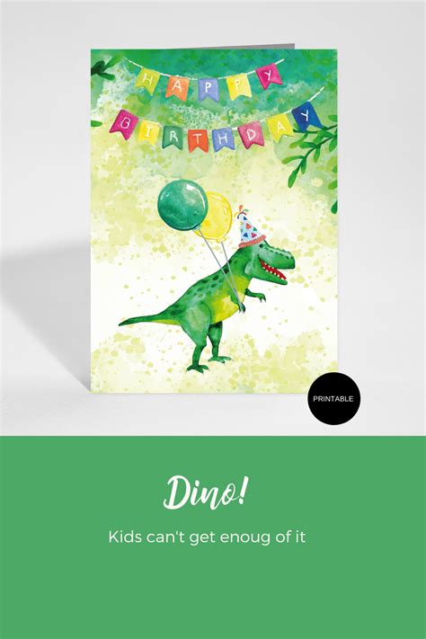 Printable Dinosaur Birthday Card