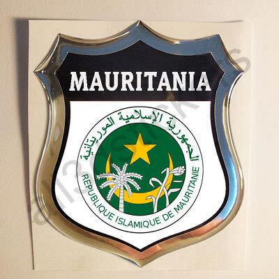 Sticker Mauritania Emblem Coat Of Arms Shield D Resin Domed Gel Vinyl