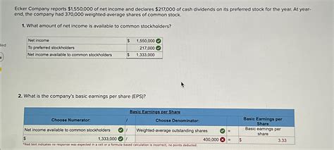 Solved Ecker Company Reports 1 550 000 Of Net Income And Chegg