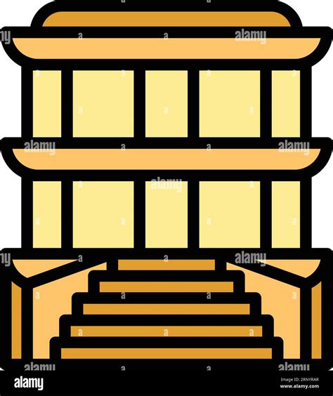 Temple Stairs Icon Outline Vector India City Travel Town Color Flat