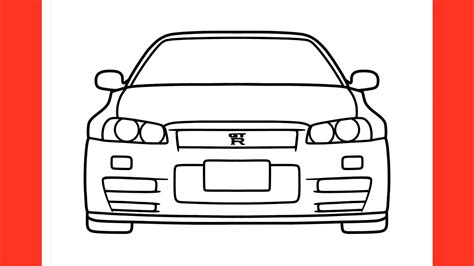 How To Draw A NISSAN SKYLINE GT R R34 Easy Drawing Nissan Skyline R34