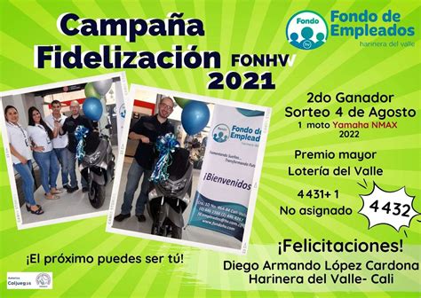 Ganadores Campaña Fidelización 2021 Fondo de empleados Harinera del Valle