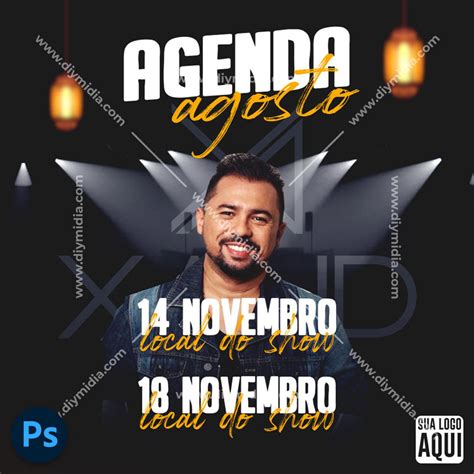 Eventos Social Media Agenda Agosto Banner Editável Psd Free