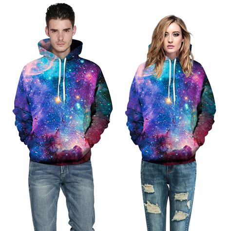 2017 Valentines Day Harajuku 3d Sweatshirt Couples Hoodies Galaxy Space Hoody Both Side Print