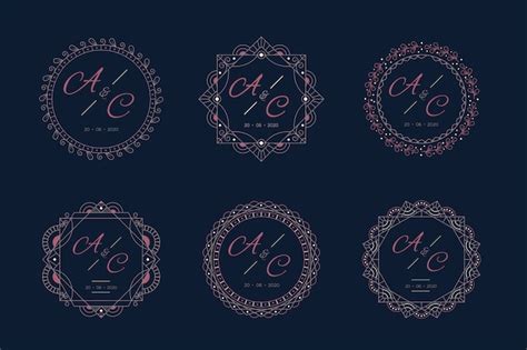 Monogramas De Boda De Lujo Con Marco Vector Gratis