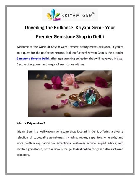 Ppt Unveiling The Brilliance Kriyam Gem Your Premier Gemstone Shop