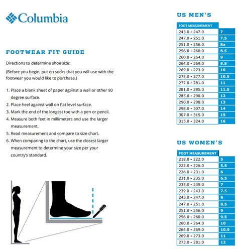 shoe size chart columbia  lacey chandler blog