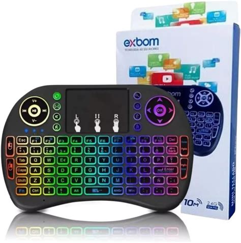 Mini Teclado Touchpad Wireless BK BTI8LED EXBOM Amazon Br